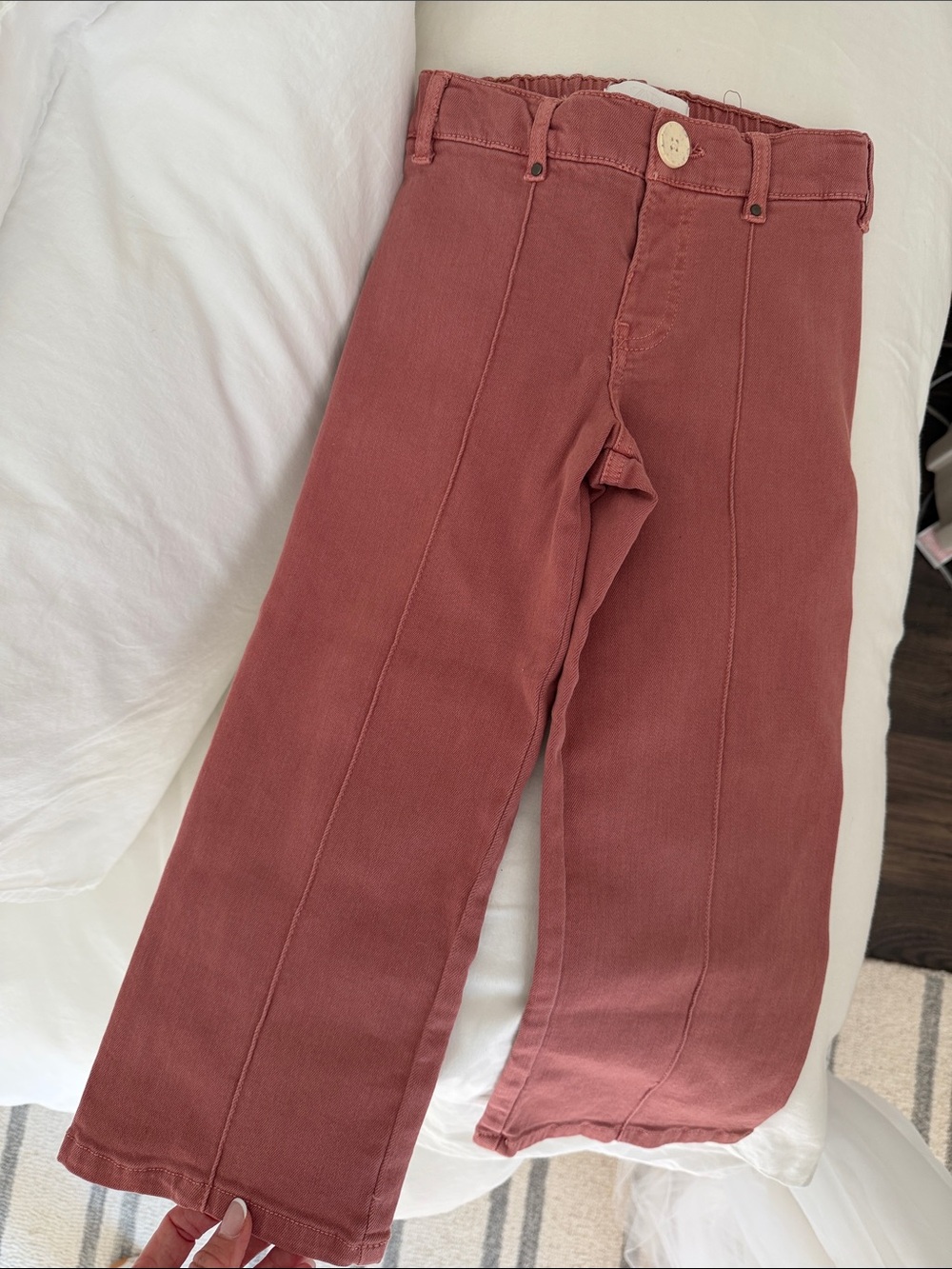 Zara Girls High-Rise Straight Jeans in Dusty Rose - size 6